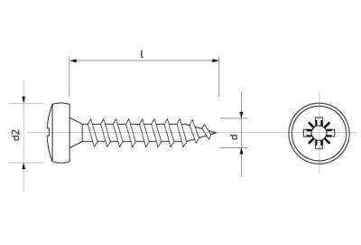 Vrut s půlkulatou hlavou s křížovou drážkou – 5 × 25 mm A2