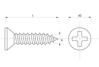 Šroub do plechu se zápustnou hlavou 4,2 x 45 mm Zn