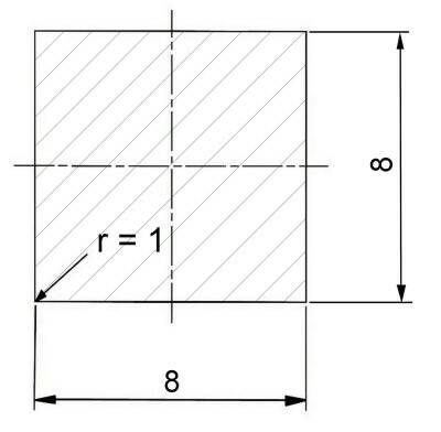 Čtvercová ocel plná 8 x 8 mm