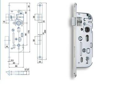 Zámek zadlabací HOBES 01-15 OK/90/60/40 mm P/L střelka Zn