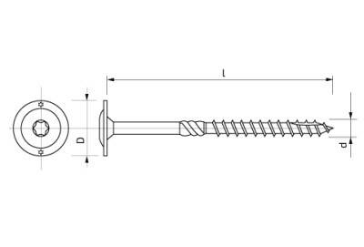 Vrut s talířovou hlavou na torx – 8 × 200 mm Zn